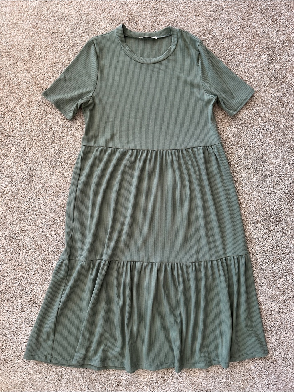 Sage green tiered midi dress